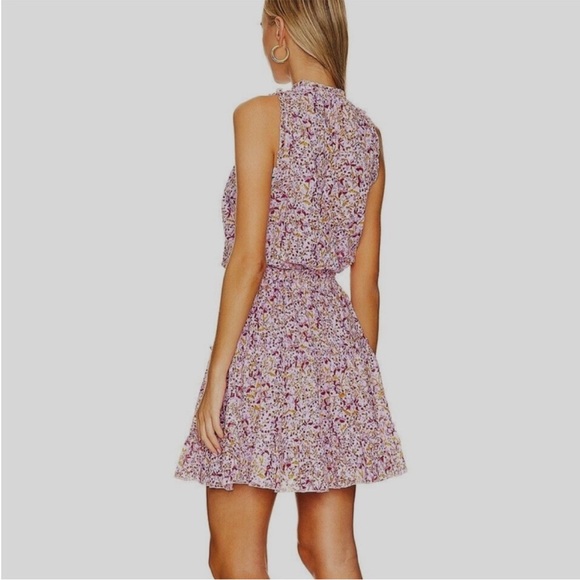 POUPETTE ST BARTH Women’s Clara V-neck Minidress In Purple Mini Jonquille NWT XS - Picture 2 of 5